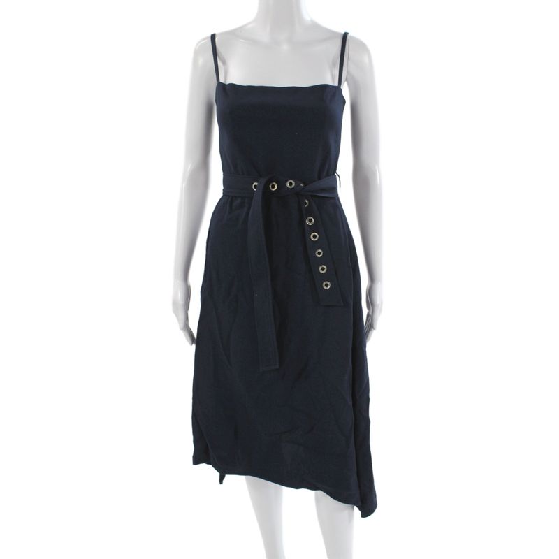 Scanlan Theodore Women Slip Dress Blue Square Neck Knee Length Size 4